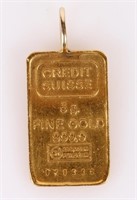 CREDIT SUISSE 5 GRAM FINE GOLD BAR PENDANT