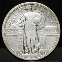 1917-D Type 1 Standing Liberty Silver Quarter