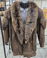 Marvin Richards Leather w Fur Woman Coat Sz M