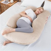 57' Beige Velvet Pregnancy Pillow 60'*27.5'
