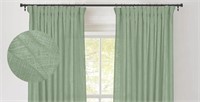 New Green, Short Linen Curtains 45 Inch Length