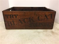 Try black Cat Polishes, wooden advertising box