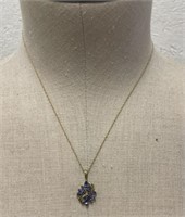 14k Gold Necklace With Purple Stones