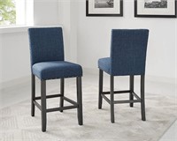 Biony Blue Fabric Counter Height Stools