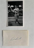 Earl Averill signed postcard and original signatur