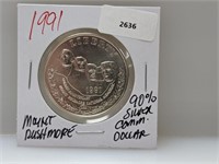 1991 90% Silver Mt Rushmore Comm $1