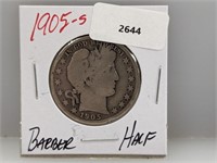 1905-O 90% Silver Barber Half $1 Dollar