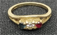 14K Diamond & precious stone ring size 3