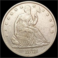 1872 Seated Liberty Half Dollar NEARLY