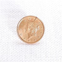 Gold Liberty Head Coronet Coin on Tie Tack