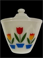 Fire King Tulip Pattern Grease Pot