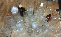 31 Vintage 1960s 1970s Glass Bottles & Jars AMBER+
