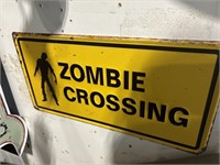 Zombie Crossing Metal Sign