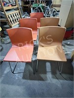set of 5 leather clad side chairs