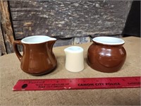Lot of three Hall pottery items,  creamers and