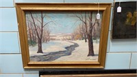 ANTIQUE OIL PAINTING ON BOARD SIGNED W.E. BAUM?