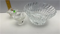 9" MIKASA CRYSTAL BOWL W/2 CANDLE HOLDERS