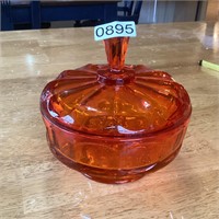Amber glass Candy dish with lid