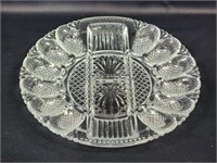 VINTAGE L. E. SMITH CLEAR DEVILED EGG PLATTER