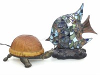 Fish & Turtle Art Glass Lamps