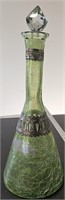 green decanter decorative bottle vintage