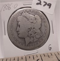 1886-O Morgan silver dollar