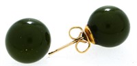 14kt Gold Stud Green Ball Stall Earrings -3.30 Gra