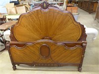 Full size 1920s bed frame with fan medallion