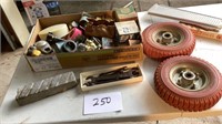 Vintage open end wrenches, 2 two small wheels,