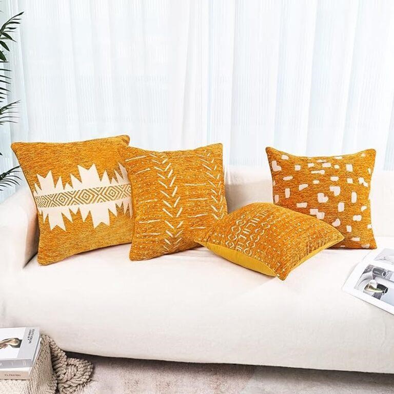 Throw Pillow Covers, Set of 4 x 2pk, Yellow