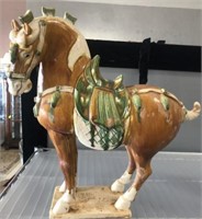 CERAMIC TANG DYNASTY STYLE HORSE FIGURE