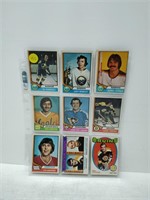 assorted old hockey cards in plastic