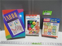 Taboo game; sealed package, Snap-Lock Beads and Le