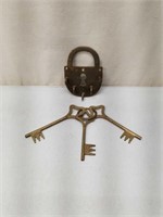 Vintage Brass Padlock Key Hooks + Skeleton Keys