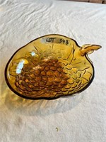 Vintage amber glass fruit bowl