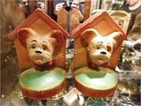 pr chalkware dog w/doghouse bookends, ."H
