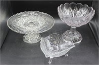 Glass Cake stand, Pedestal Candy Dish, Footed Bowl