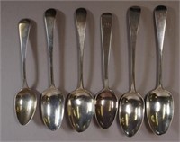 Six sterling silver dessert / tablespoons