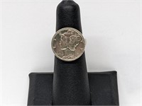 1936 90% Silver Mercury Dime Adjustable Ring