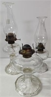 3 Oil Lamps - 2 Globes