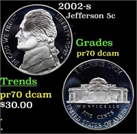 Proof 2002-s Jefferson Nickel 5c Grades GEM++ Proo