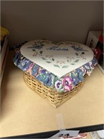 HEART BASKET WITH SEWING STUFF