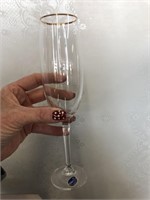 Set of 6 Unused, Gold Rimmed, Champagne Flutes