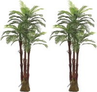 AMERIQUE Pair Gorgeous 6 Feet Triple Tropical Palm
