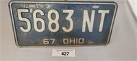 1967  Ohio License Plate