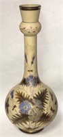 Hand Painted Glass Floral Decorated Vase
