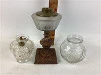 Oil lamps, glass globe jar