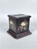 Mahogany Cigarette Dispenser with Painted Sides