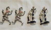 2 Jester Pins, 2 Art Deco Old Telephone Pins