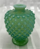 Fenton Green Opalescent Hobnail Perfume Bottle